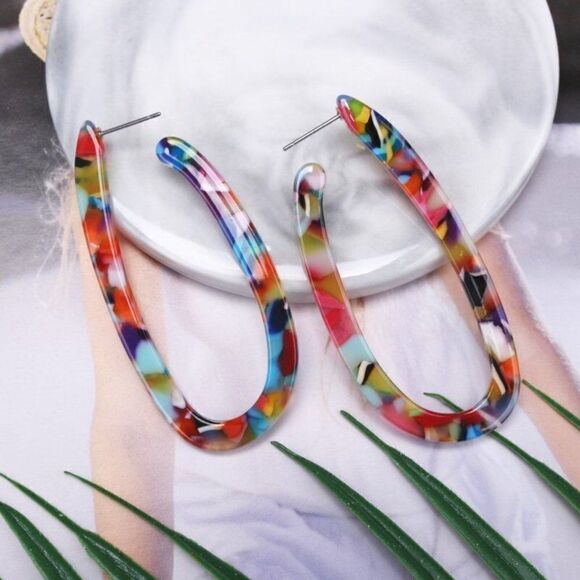 Acrylic Confetti BaubleBar Earrings 🎊 - Picture 2 of 3